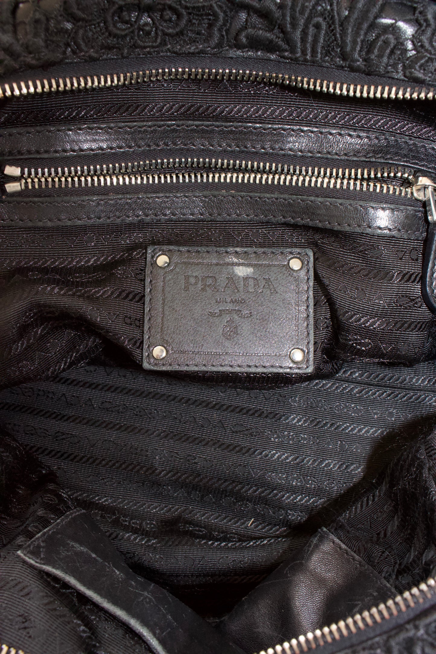 Prada FW 2008 black Lace Pizzo S Bowler handbag