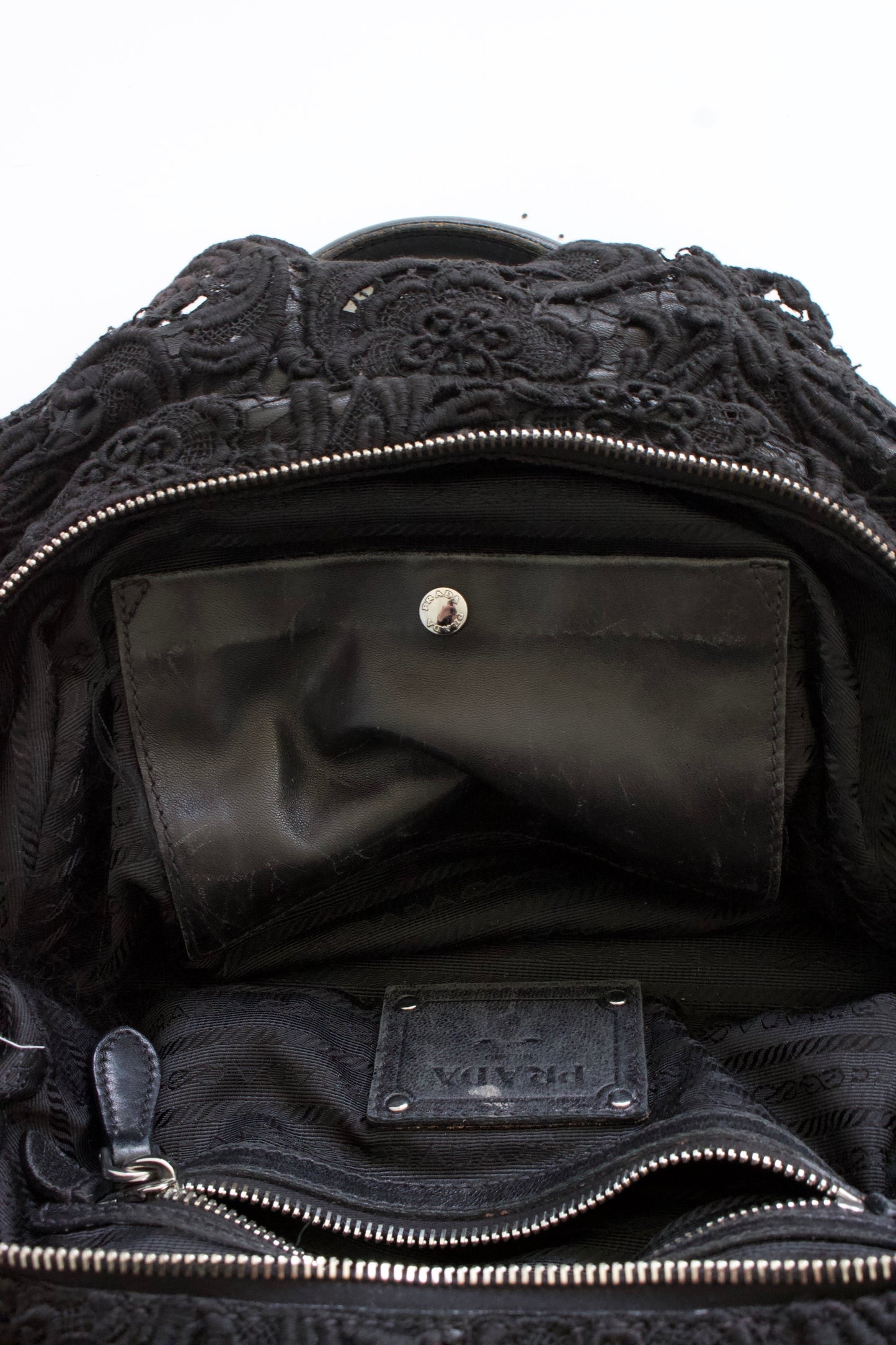 Prada FW 2008 black Lace Pizzo S Bowler handbag