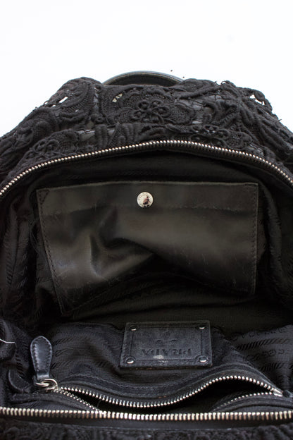 Prada FW 2008 black Lace Pizzo S Bowler handbag