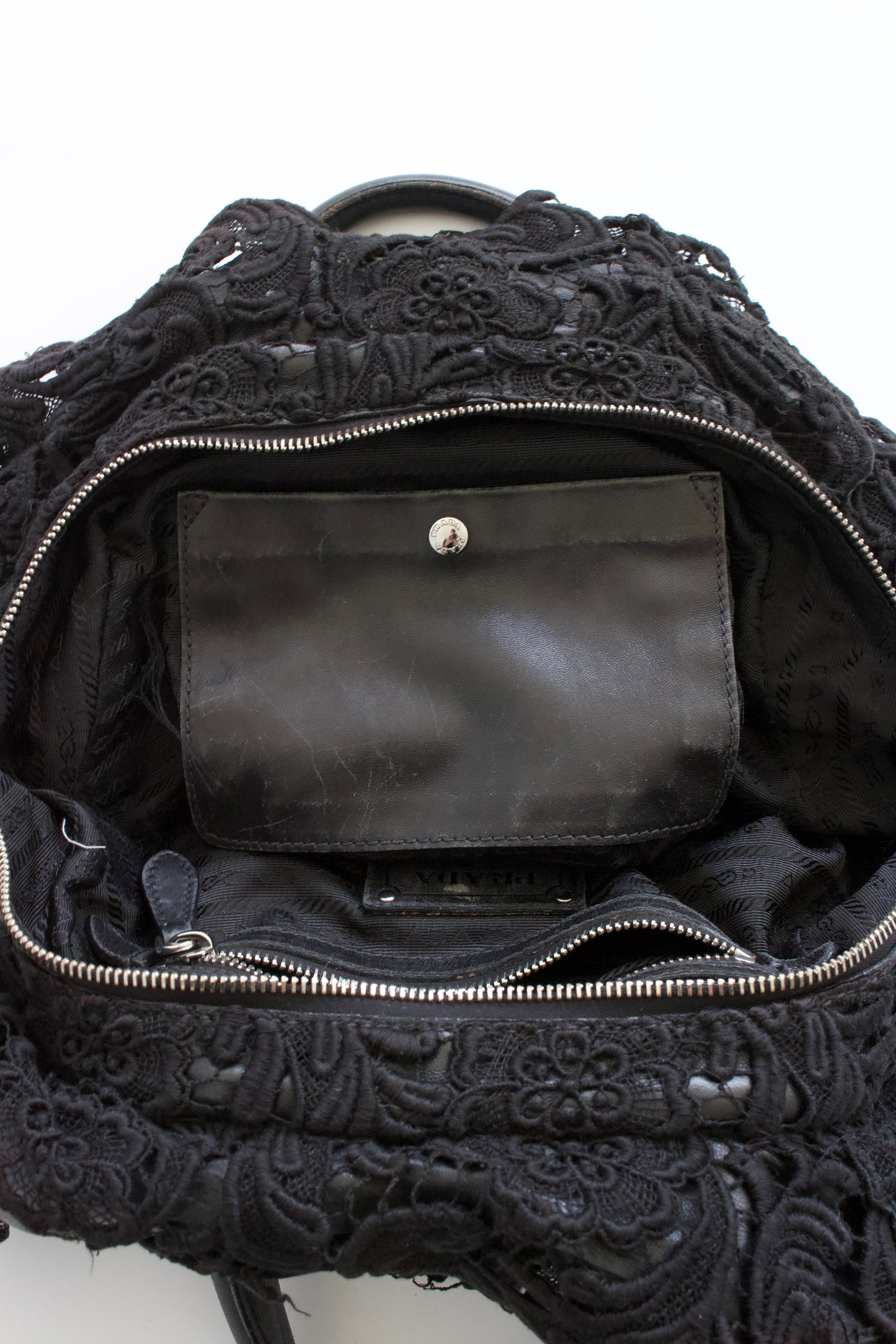 Prada FW 2008 black Lace Pizzo S Bowler handbag