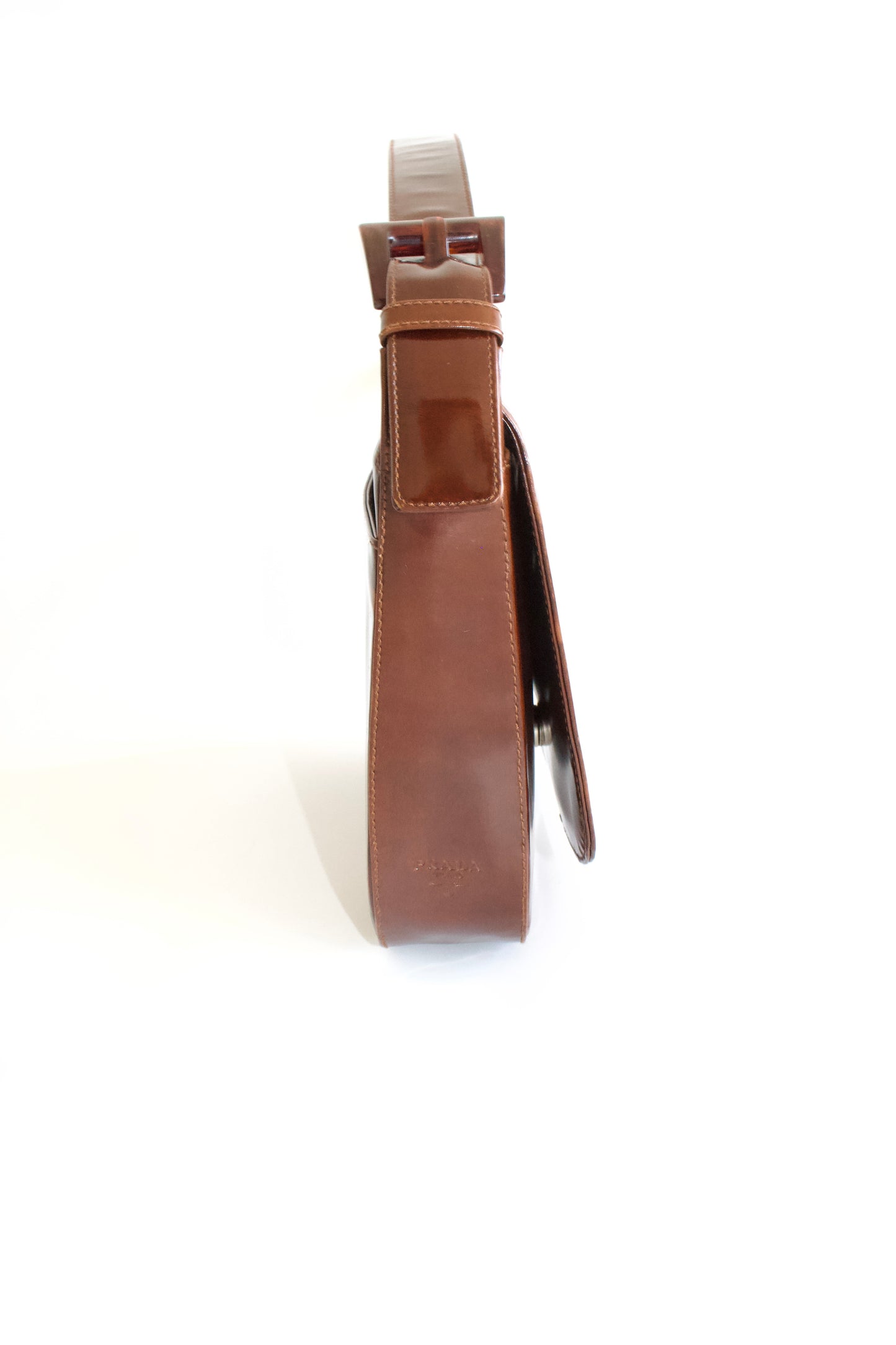 Prada Cleo brown patent leather Stampa Giraffa shoulder bag