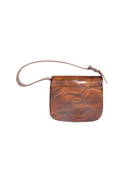 Prada Cleo brown patent leather Stampa Giraffa shoulder bag
