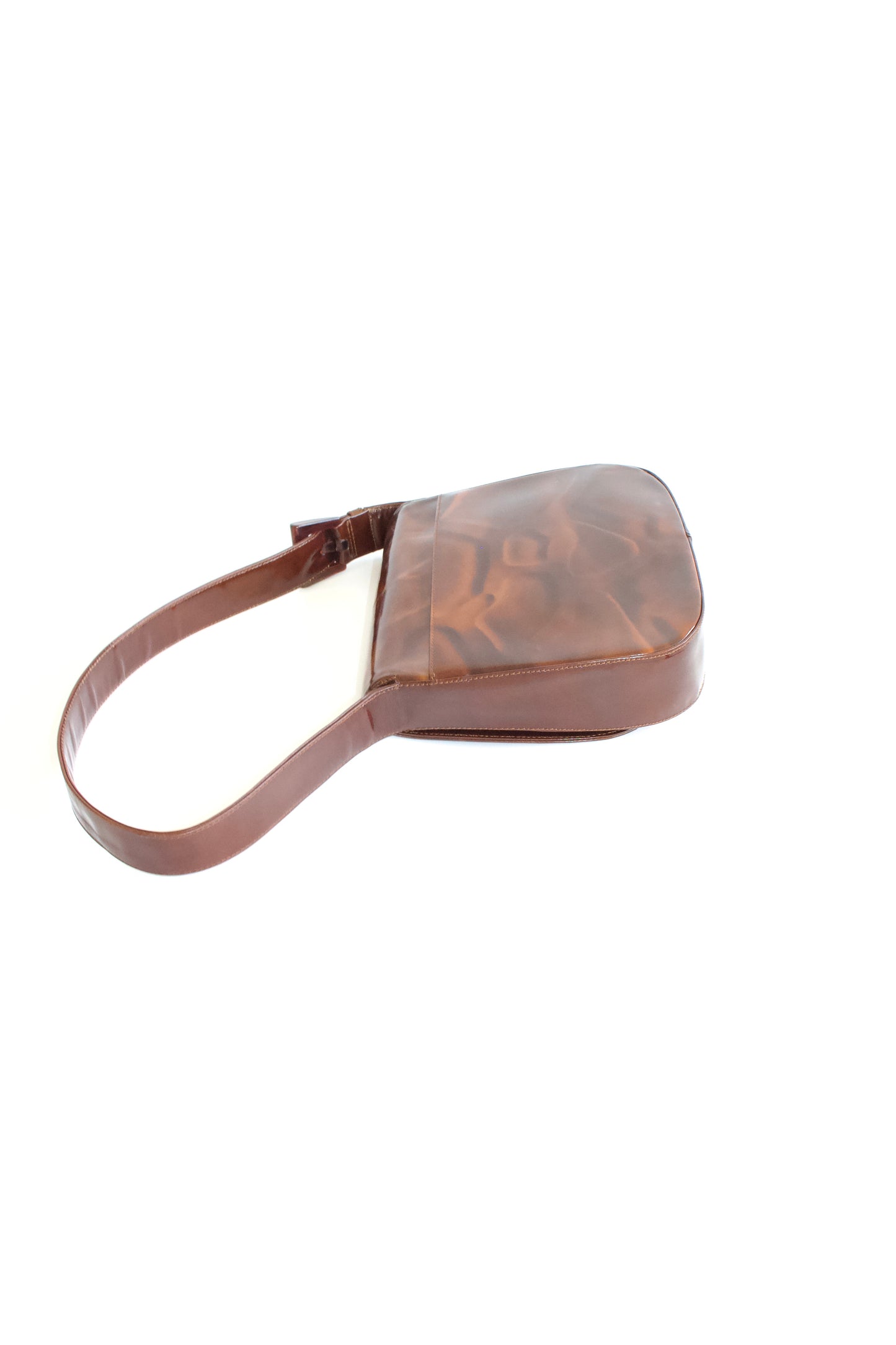 Prada Cleo brown patent leather Stampa Giraffa shoulder bag