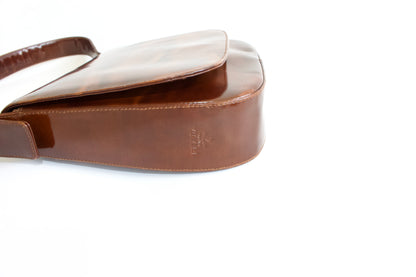 Prada Cleo brown patent leather Stampa Giraffa shoulder bag