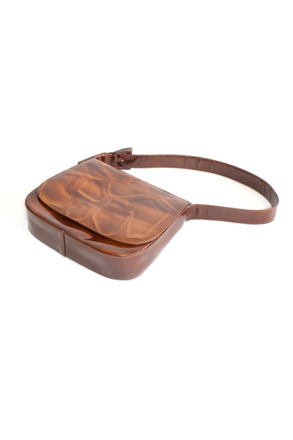 Prada Cleo brown patent leather Stampa Giraffa shoulder bag