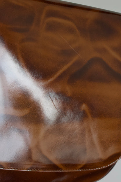 Prada Cleo brown patent leather Stampa Giraffa shoulder bag