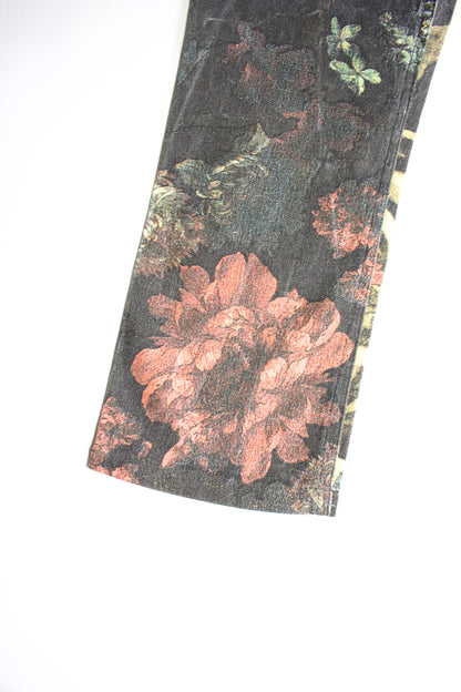 Roberto Cavalli FW 1994 black floral 'Renaissance' jeans