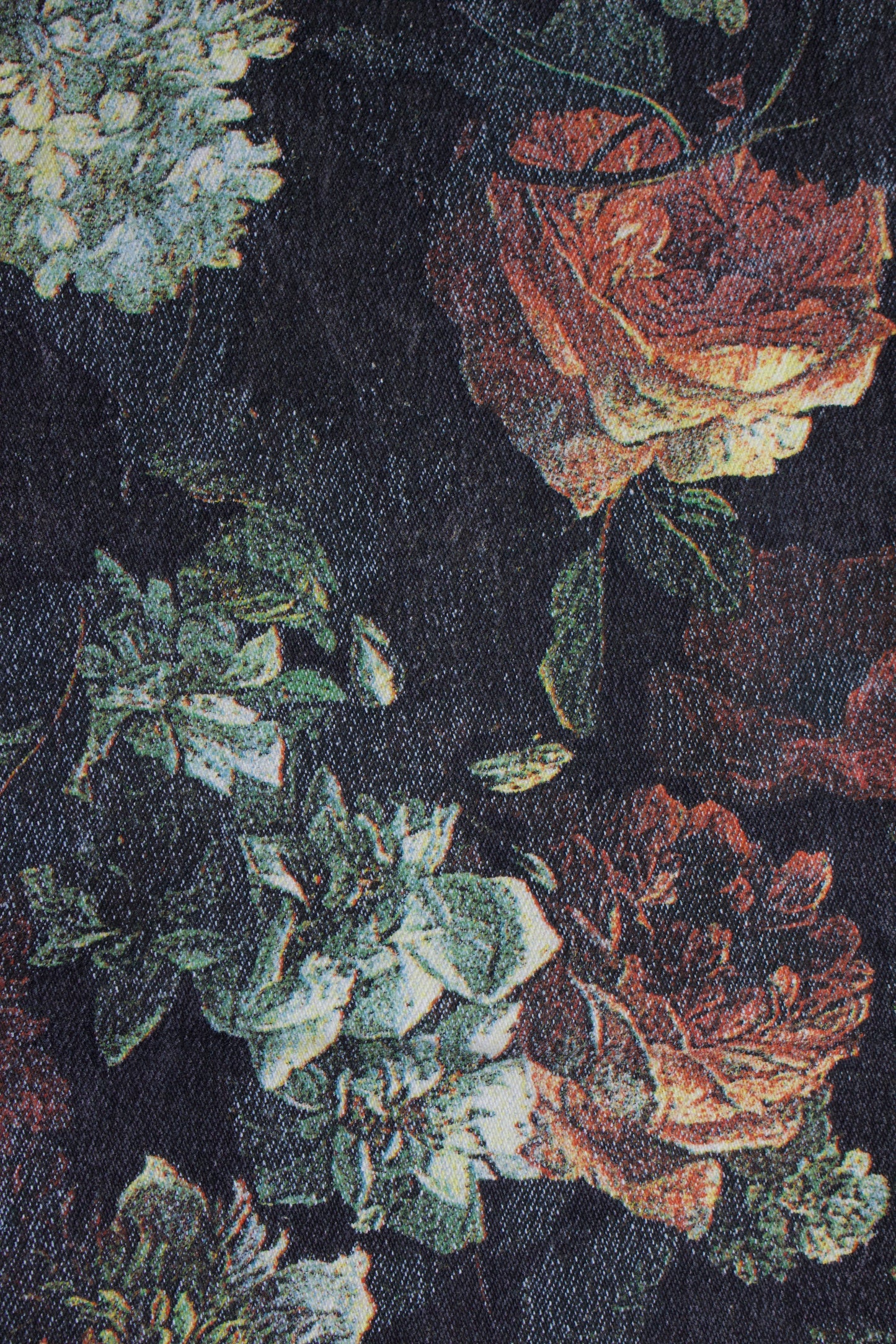 Roberto Cavalli FW 1994 black floral 'Renaissance' jeans