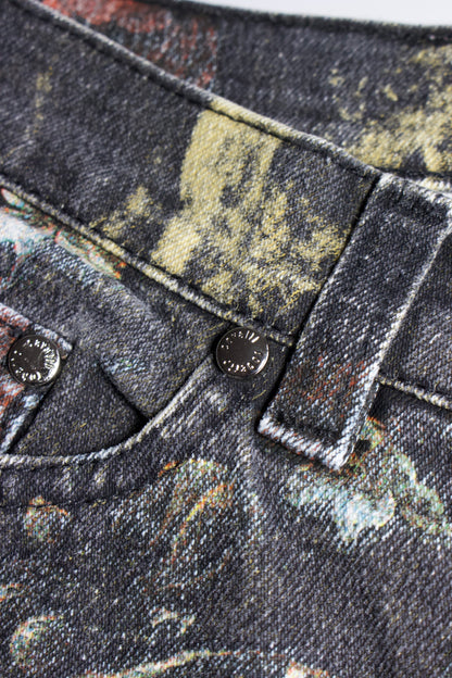 Roberto Cavalli FW 1994 black floral 'Renaissance' jeans