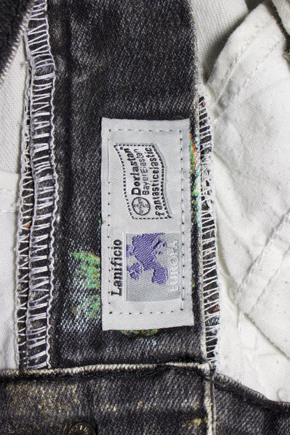 Roberto Cavalli FW 1994 black floral 'Renaissance' jeans