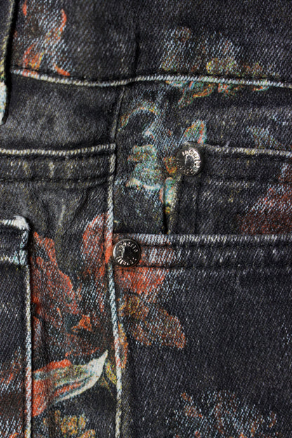 Roberto Cavalli FW 1994 black floral 'Renaissance' jeans