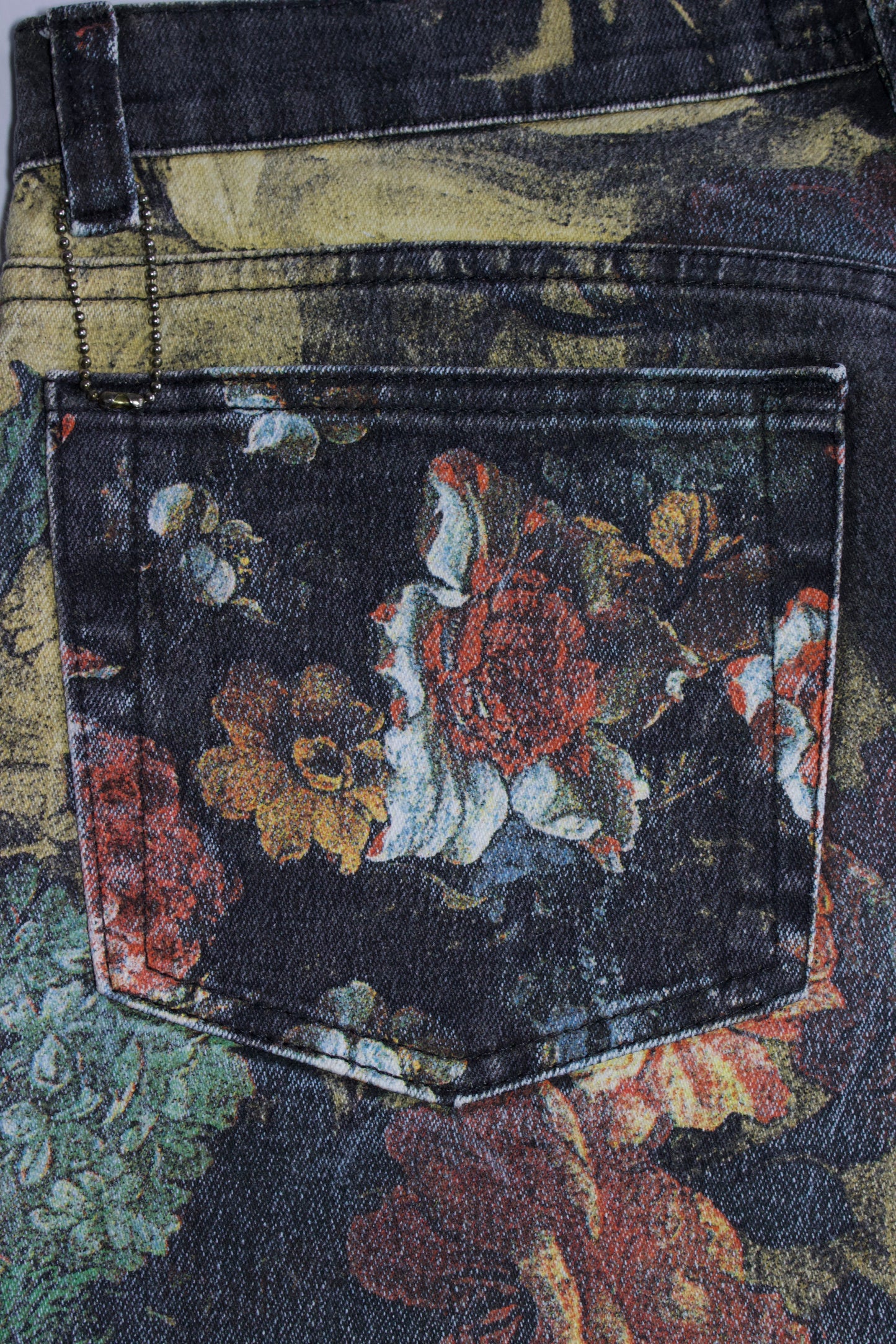 Roberto Cavalli FW 1994 black floral 'Renaissance' jeans