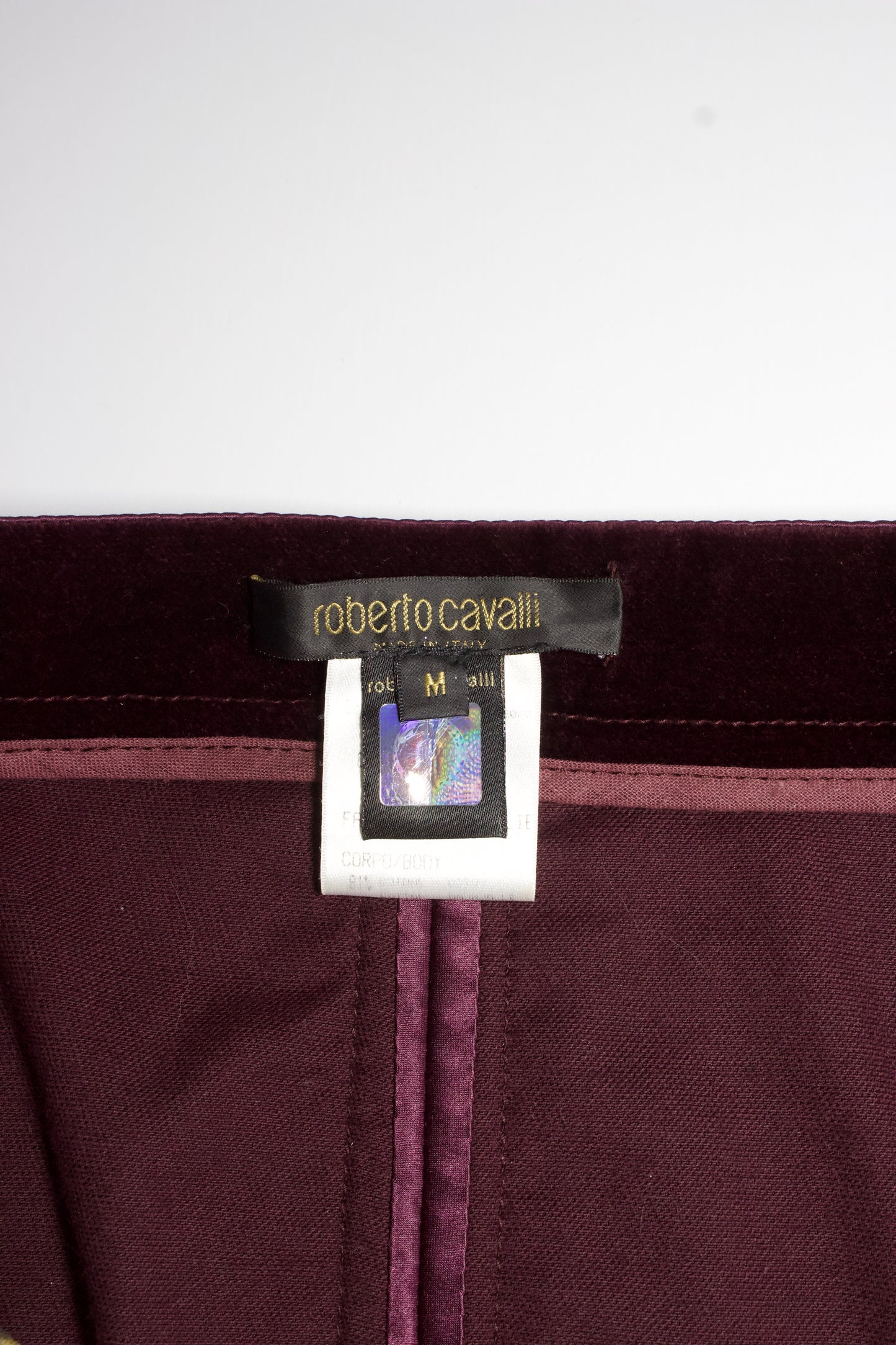 Roberto Cavalli FW 2004 purple velvet skirt