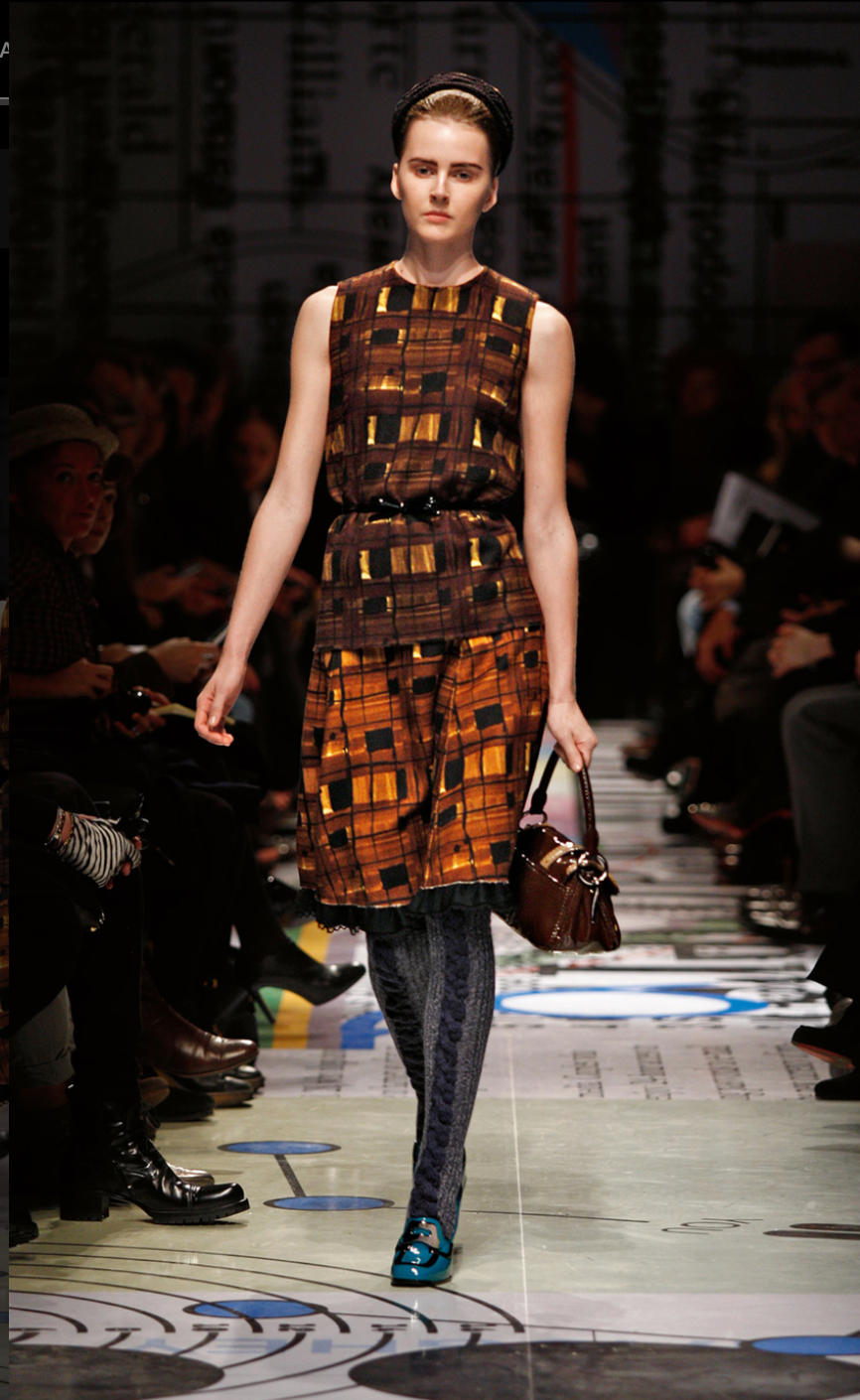 Prada FW2010 brown patterned skirt