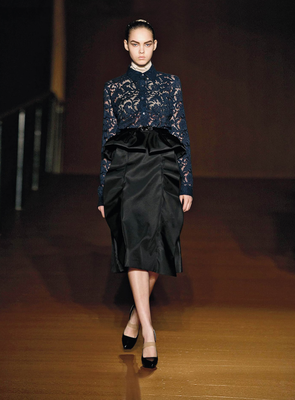 Prada FW2008 black nylon ruffled skirt