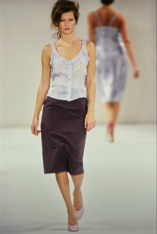Miu Miu FW 1995 blue sheer skirt