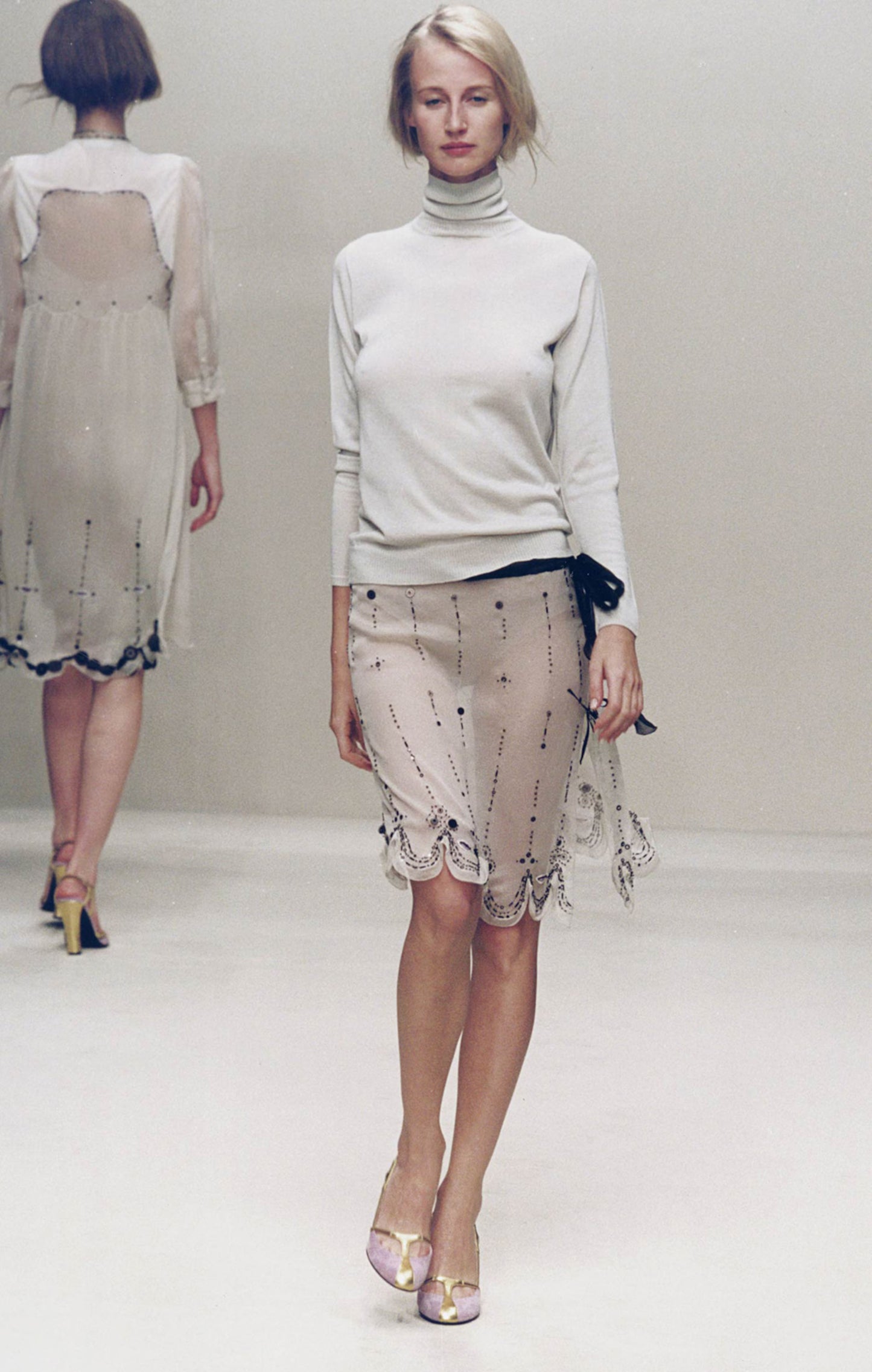 Prada SS 2000 silk embellished skirt