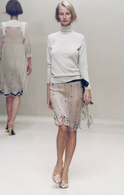 Prada SS 2000 silk embellished skirt