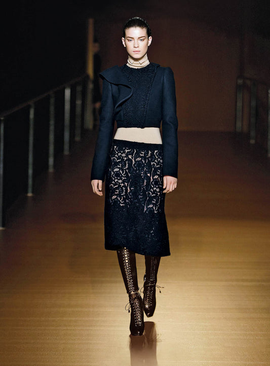 Prada FW 2008 black & white lace mini-skirt
