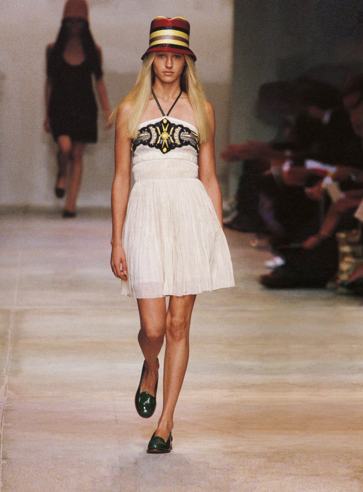 Prada SS 2005 red embellished A-line skirt