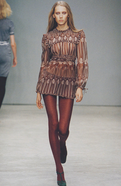 Miu Miu FW 2001 black and red floral silk skirt