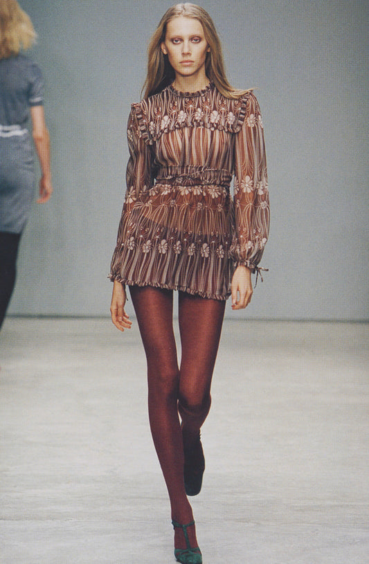 Miu Miu FW 2001 black and red floral silk skirt