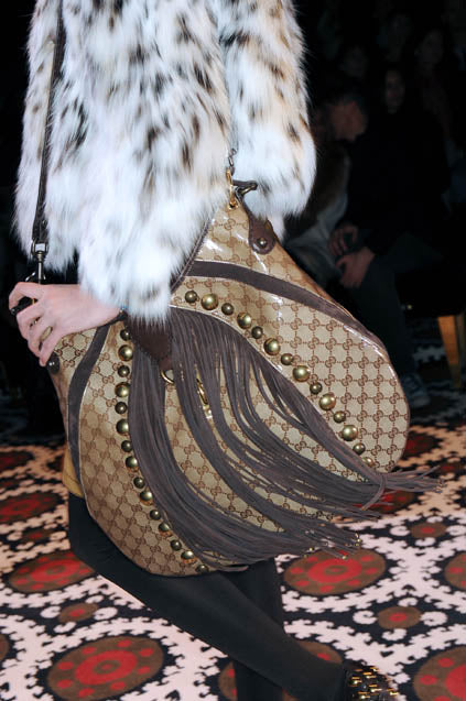 Gucci brown GG canvas studded Pelham shoulder bag