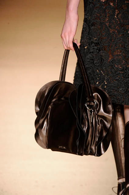 Prada FW 2008 black ruffled nylon crossbody bag