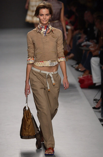Prada SS2004 cream flared trousers
